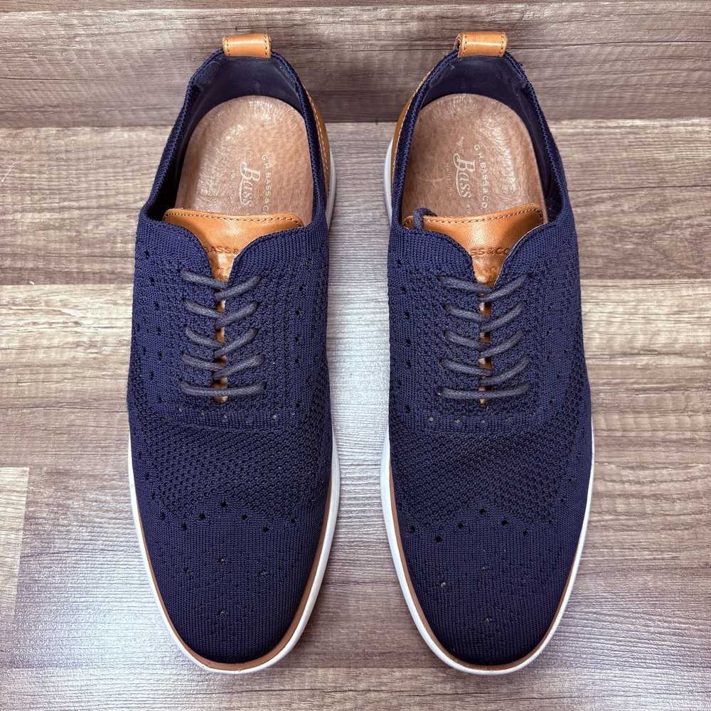 G.H. Bass & Co. Knit Lace-up Oxfords Blue Brown Mens Size 9.5 71321172U Sneakers - Picture 8 of 10
